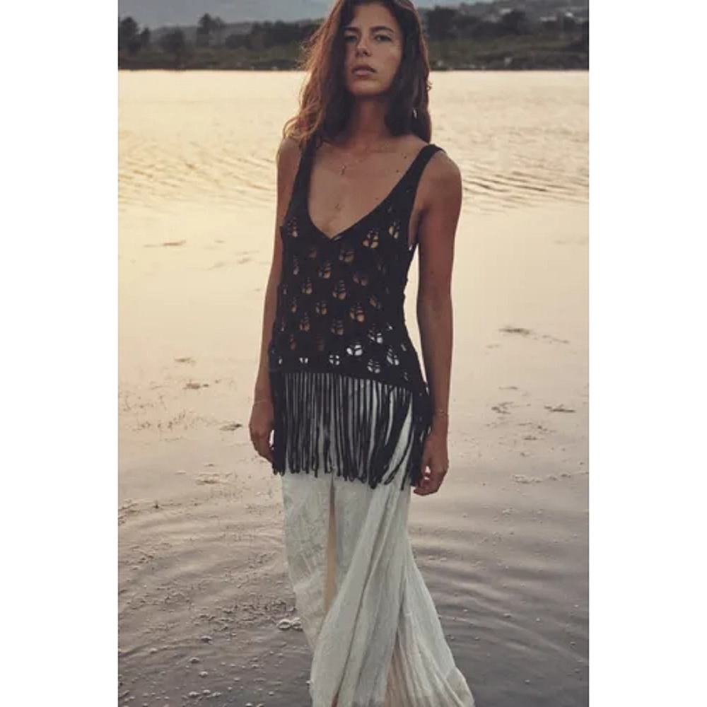 Zara Crochet Top With Fringe